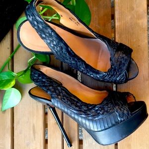 L.A.M.B. Slingback Platform Braided Keagon Heels